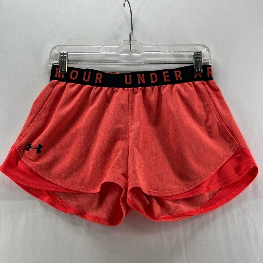 Under Armour Play Up 3.0 Shorts Womens S Activewear Running Elastic Waist Orange